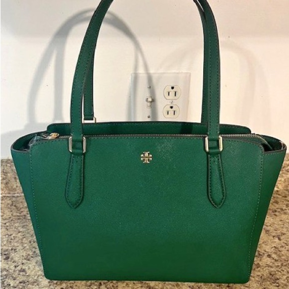 Tory Burch Emerald Green Tote Bag